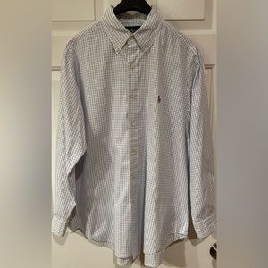 Ralph Lauren Dress Shirt Men’s Check Button Up Long Sleeve White 16 1/2 34/35